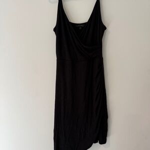 Goldray Ribbed Asymmetrical Black Dress